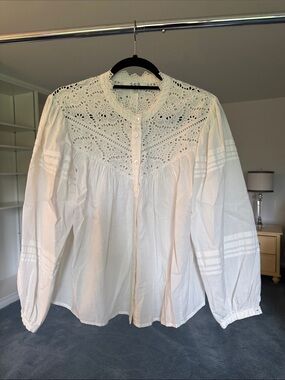 Sea New York White Eyelet Cotton Blouse